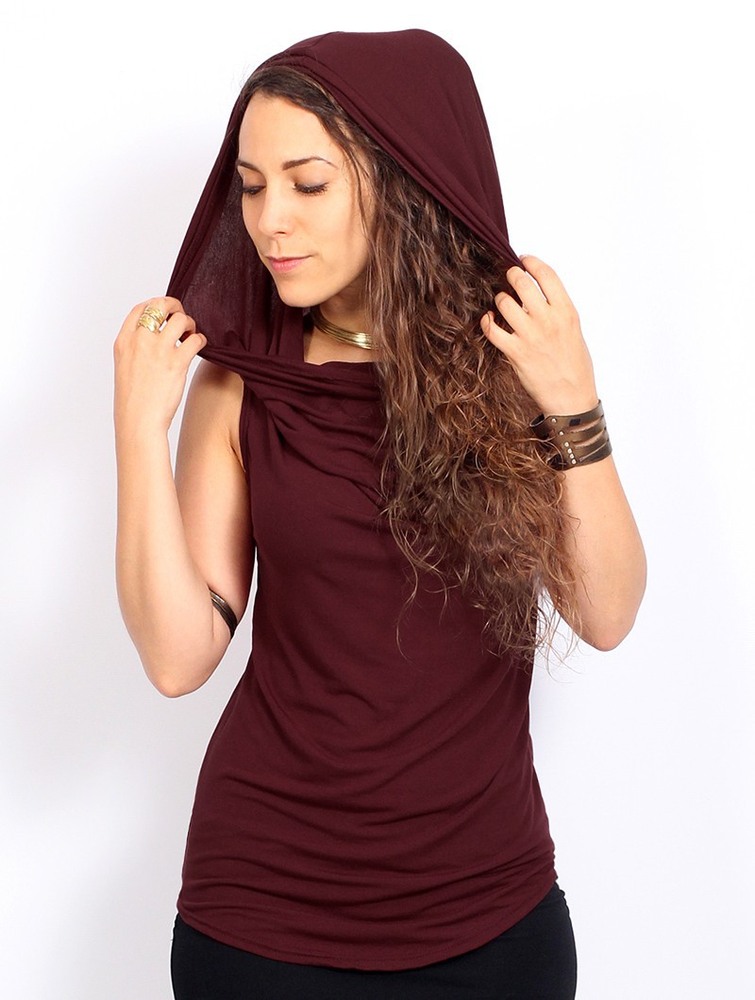 Toonzshop Nephilim Cowl Neck Sleeveless Top Felsők Női Wine | EOAVCYT-62