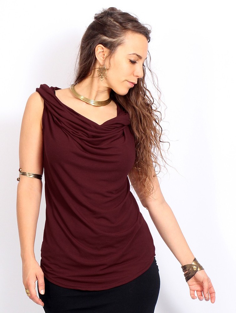 Toonzshop Nephilim Cowl Neck Sleeveless Top Felsők Női Wine | EOAVCYT-62