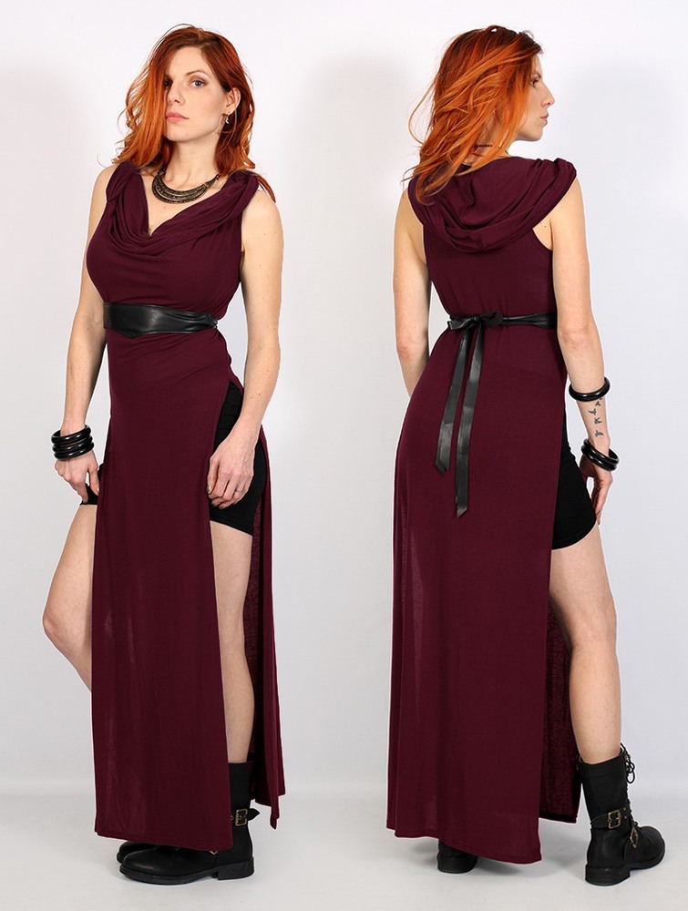 Toonzshop Nephilim Long Slit Dress Ruha Női Wine | ZKLAPFC-64