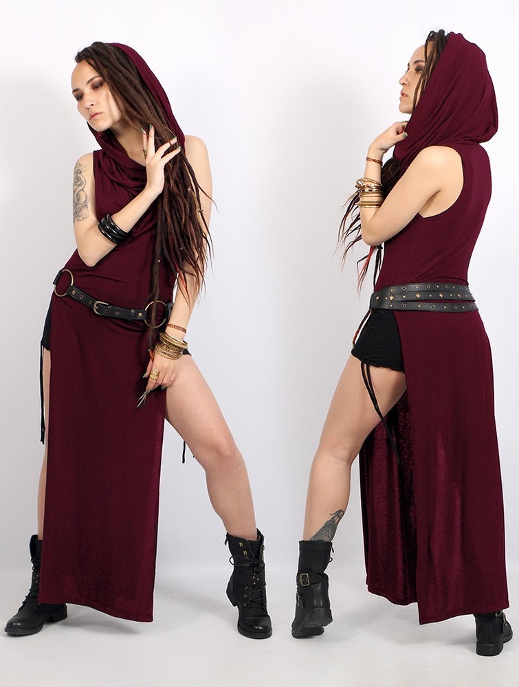 Toonzshop Nephilim Long Slit Dress Ruha Női Wine | ZKLAPFC-64