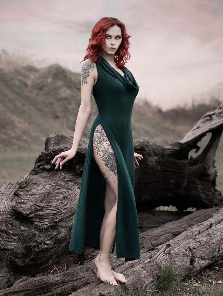 Toonzshop Nephilim Long Slit Dress Ruha Női Páva | NJPDBVM-02