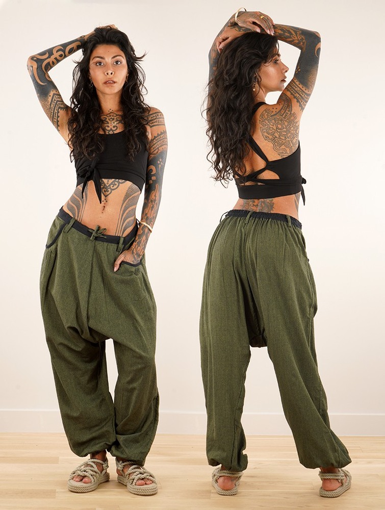 Toonzshop Niharika Gender Neutral Sarouel Pants Nadrág Női Olivazöld Zöld | MRFDIJH-56