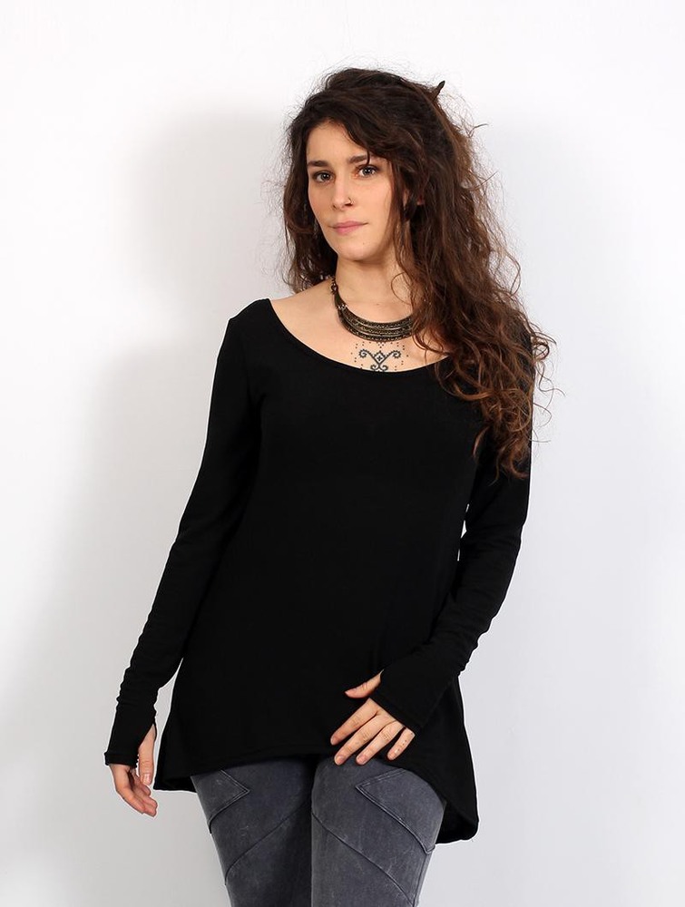 Toonzshop Noäa Long Sleeve Tunic Tunic Női Fekete | AEQCXFH-85