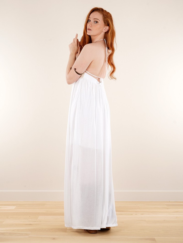 Toonzshop Nolofinwe Strappy Bare Back Long Dress And Harem Pant Overalls Ruha Női Fehér | LGPAECS-34