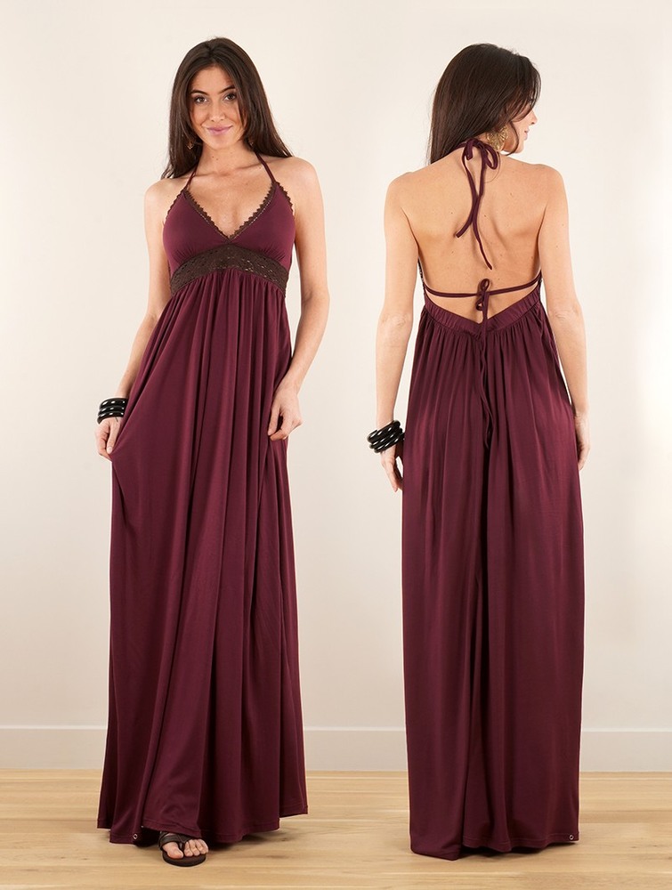 Toonzshop Nolofinwe Strappy Bare Back Long Dress And Harem Pant Overalls Ruha Női Wine | VHBLQIM-65