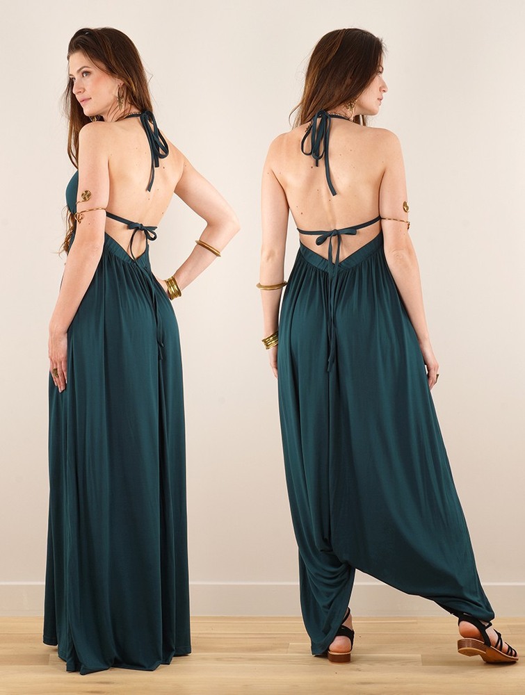 Toonzshop Nolofinwe Strappy Bare Back Long Dress And Harem Pant Overalls Ruha Női Kék | FCGWRBA-91