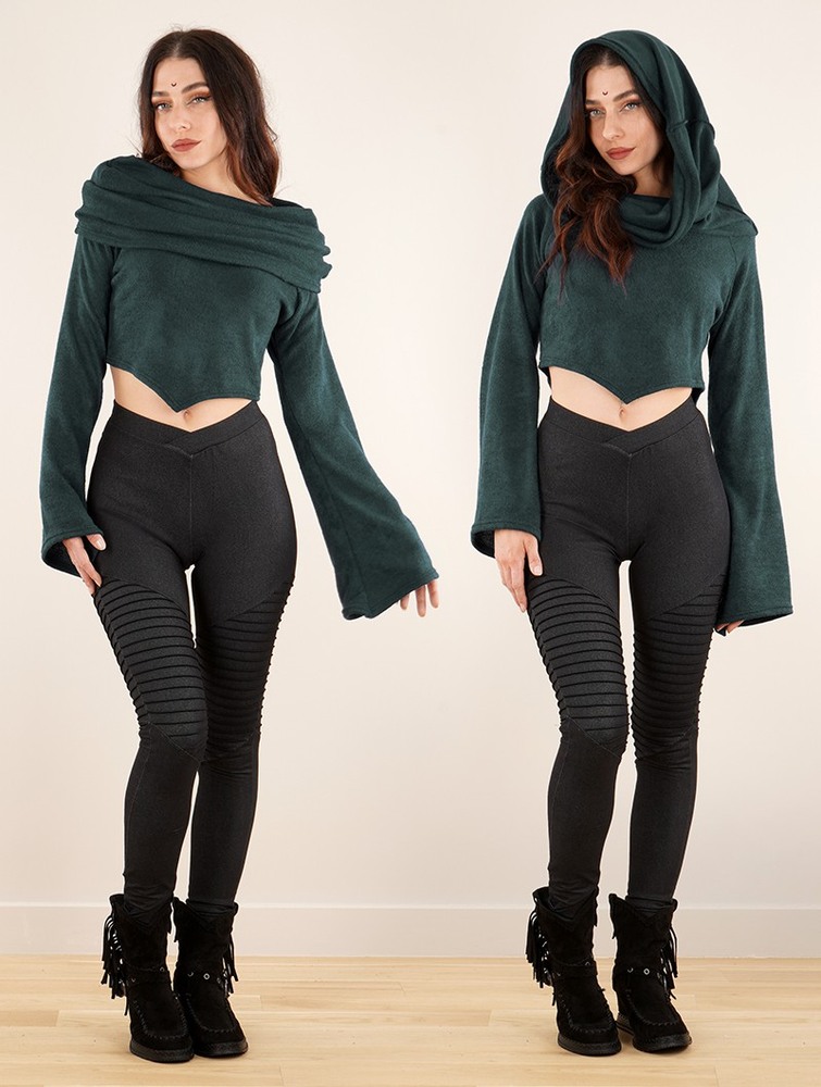 Toonzshop Obsidian Flared Sleeve Crop Sweater Pulóver Női Sötétkék | ETABQZH-13