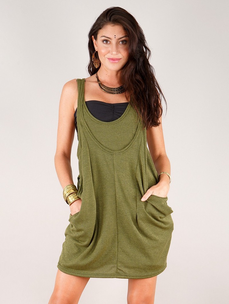 Toonzshop Palani Sleeveless Tunic Felsők Női Vert kaki | KTOJFDR-41