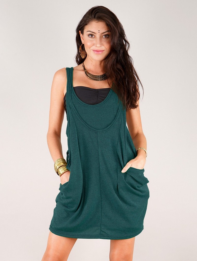 Toonzshop Palani Sleeveless Tunic Felsők Női Teal | GYJUPMI-04