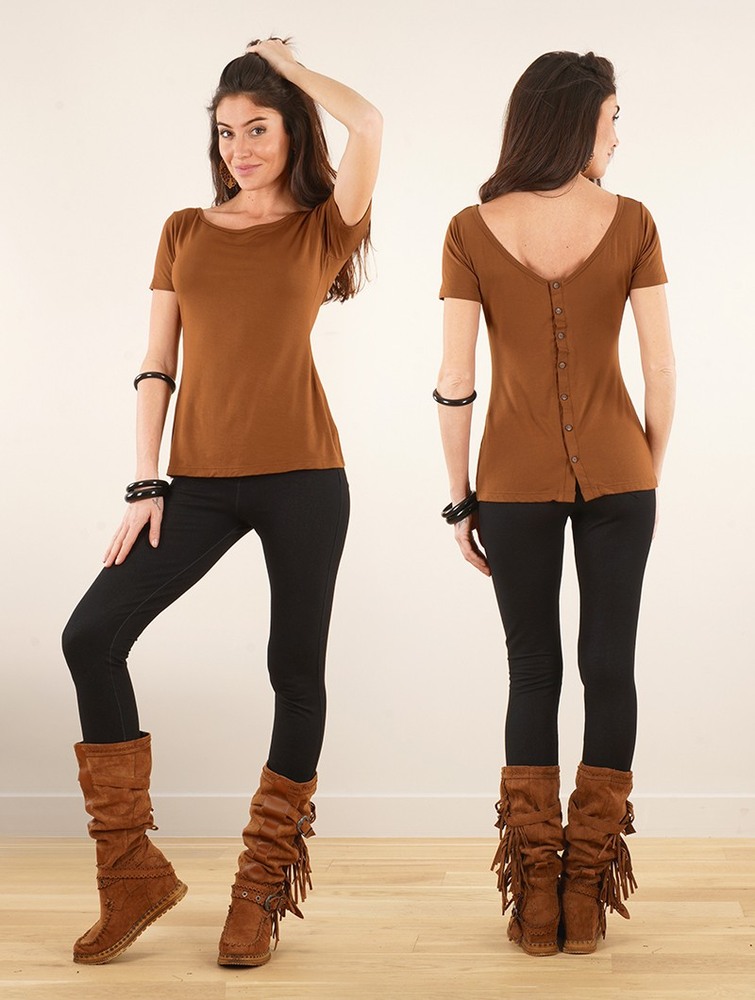 Toonzshop Rakshasa Buttoned Top Felsők Női Caramel | NCGDVJA-56