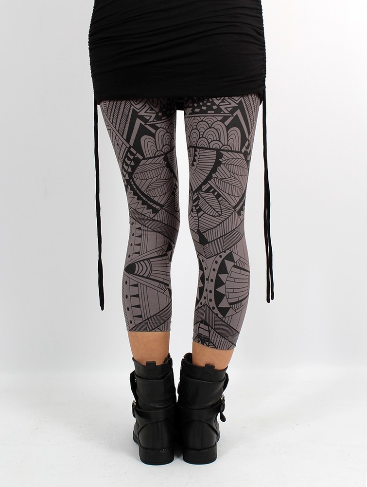 Toonzshop Rinji Africa Printed ¾ Legging Leggings Női Charcoal | BKLMOYD-04