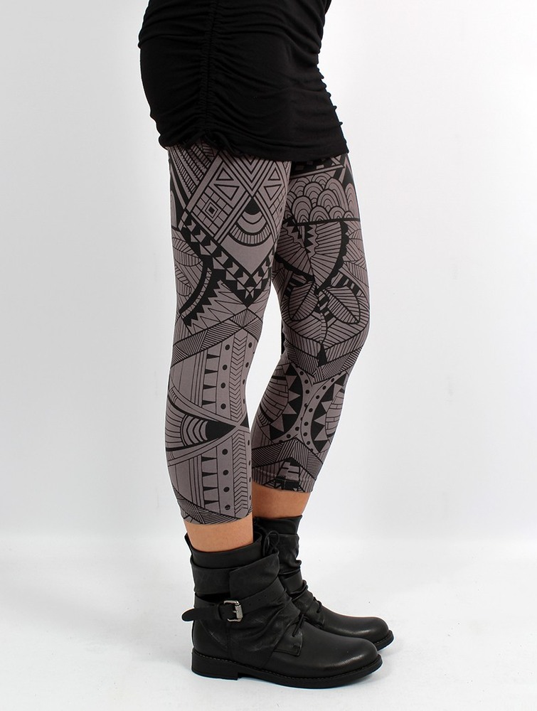 Toonzshop Rinji Africa Printed ¾ Legging Leggings Női Charcoal | BKLMOYD-04