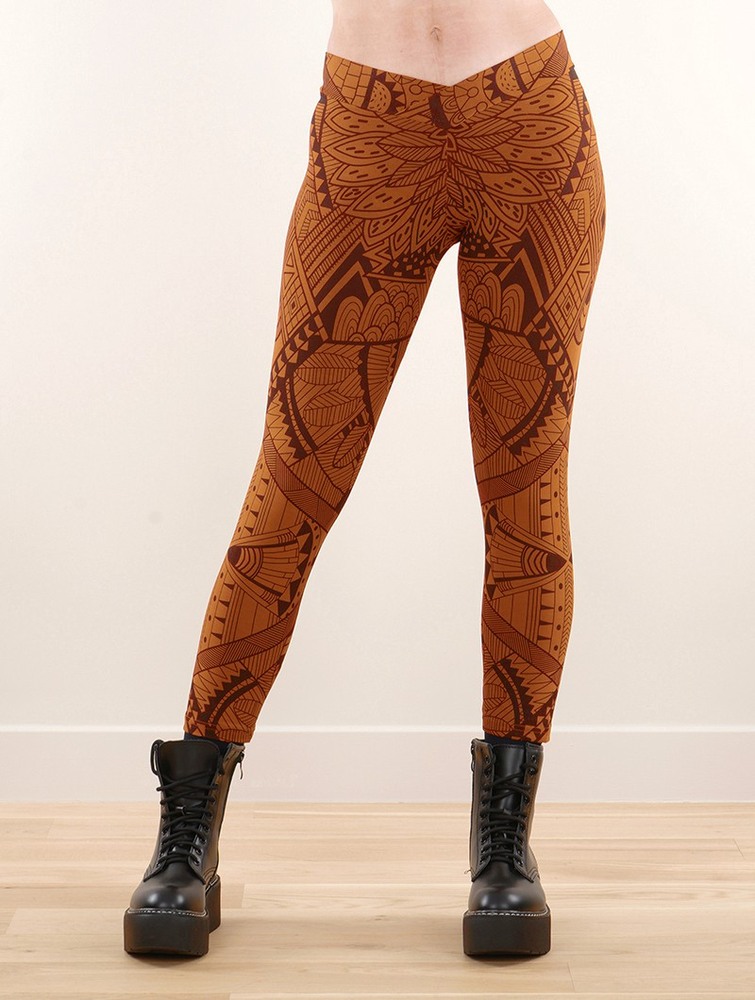 Toonzshop Rinji Africa Printed ¾ Leggings Leggings Női Rusty | EWBDFQT-40