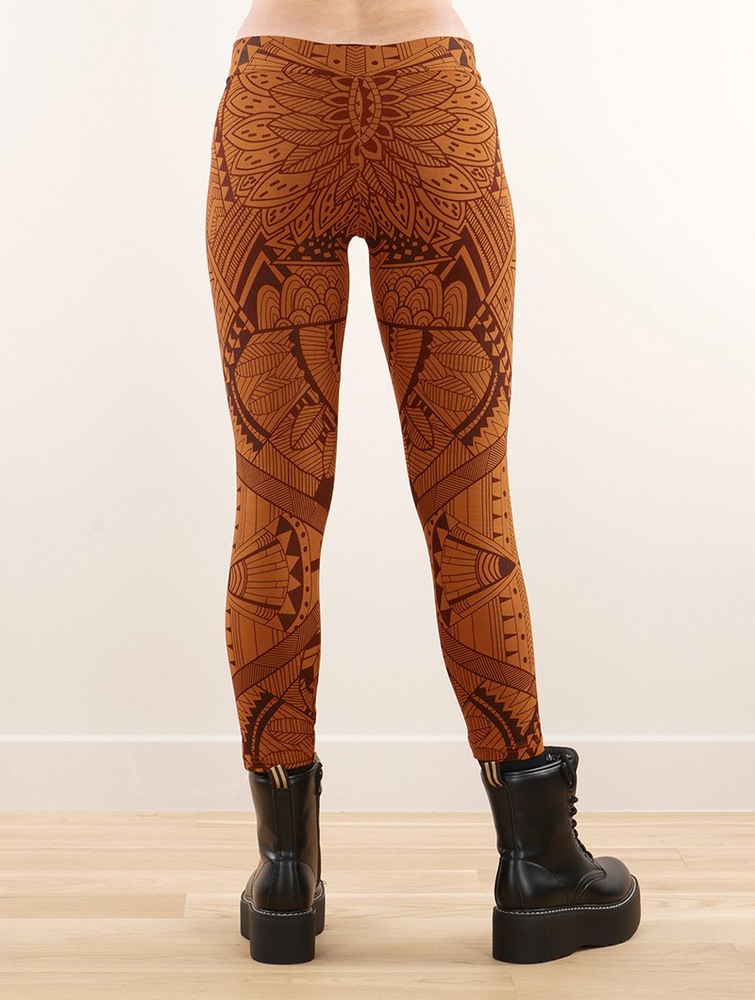 Toonzshop Rinji Africa Printed ¾ Leggings Leggings Női Rusty | EWBDFQT-40