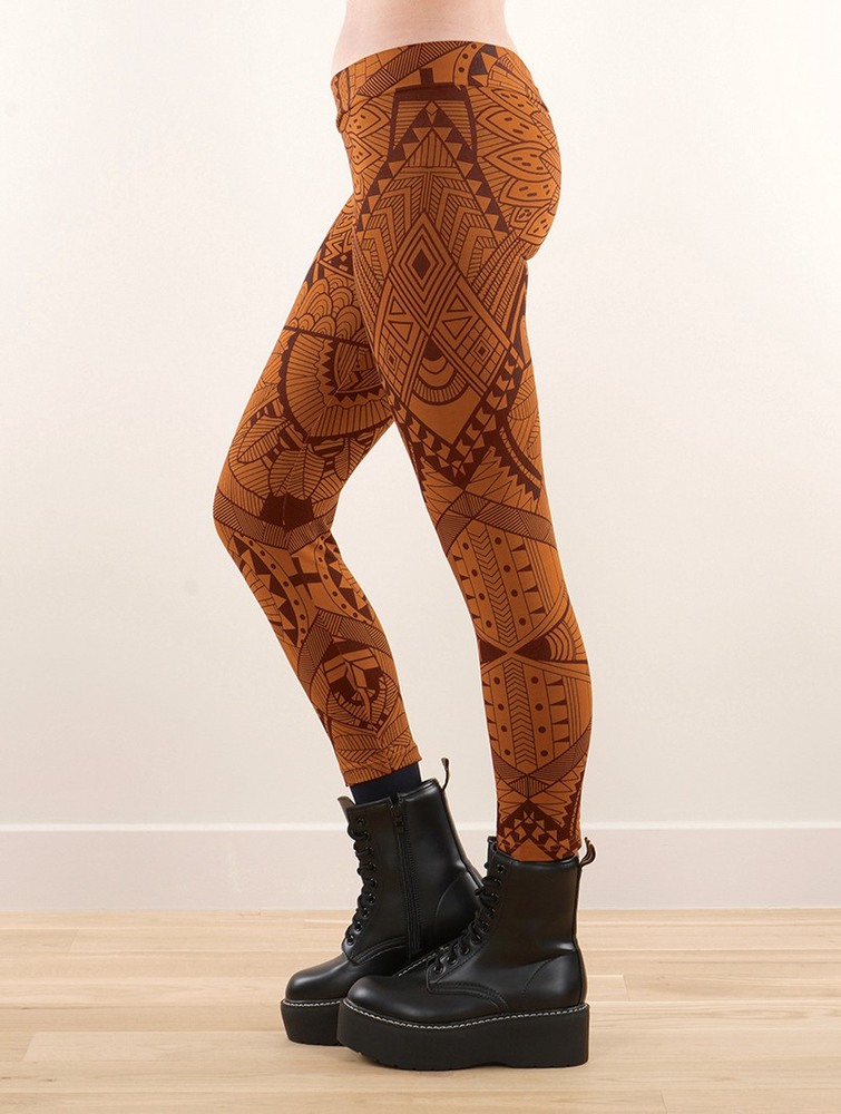 Toonzshop Rinji Africa Printed ¾ Leggings Leggings Női Rusty | EWBDFQT-40