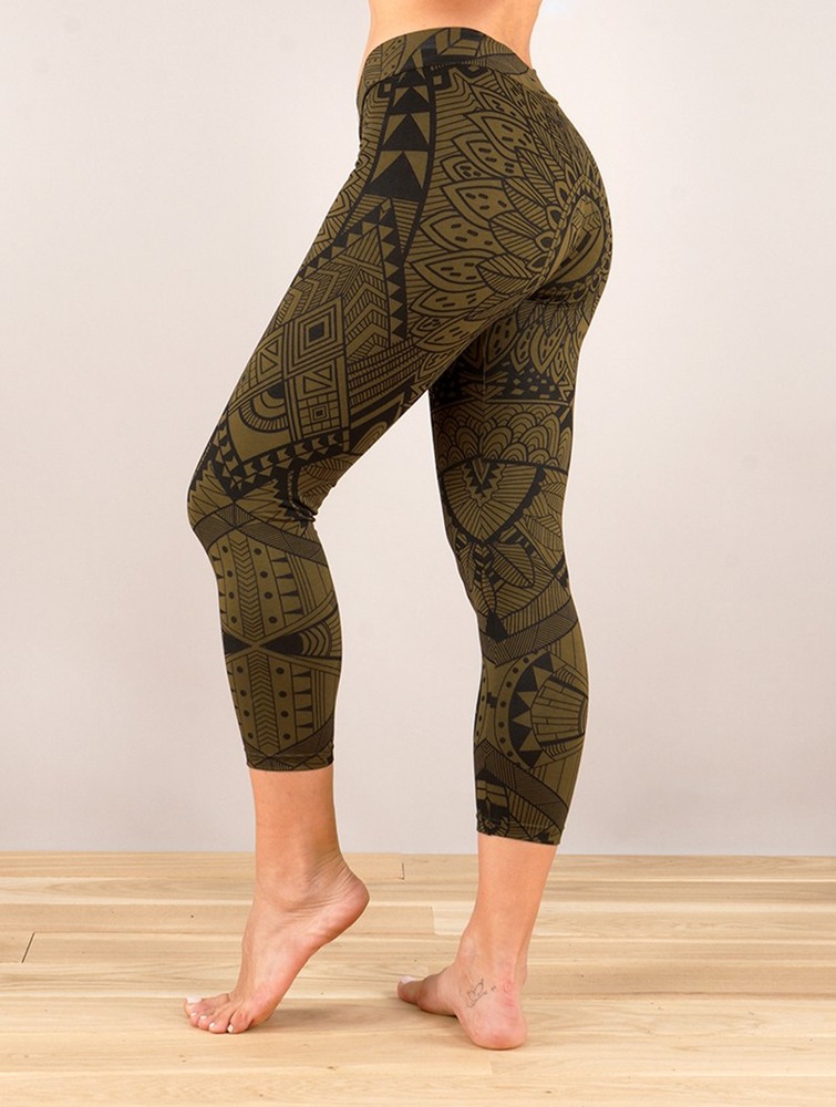 Toonzshop Rinji Africa Printed ¾ Leggings Leggings Női Zöld | IZQNWAU-64