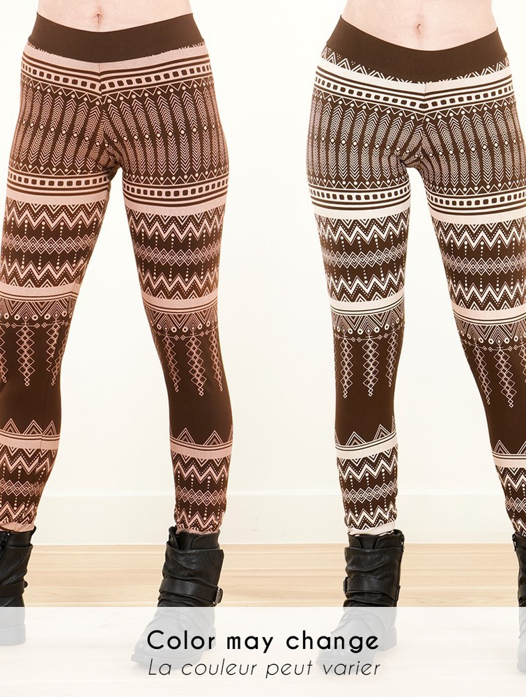 Toonzshop Rinjidef Aztec Printed Long Leggings Leggings Női Barna Bézs | JVDTEPO-05