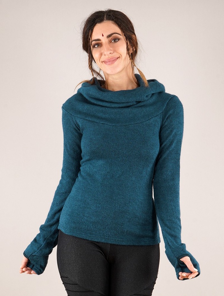 Toonzshop Sadiva Hooded Pullover Pulóver Női Teal | JNWTIUA-37