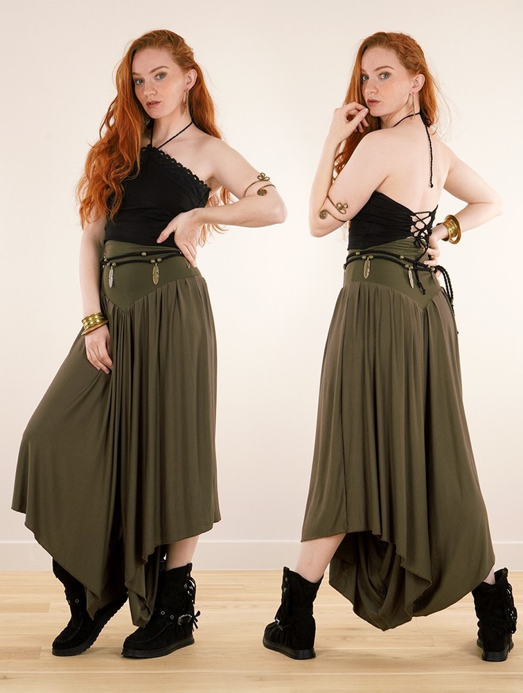 Toonzshop Shojo Skirted Harem Pant 2in1 Dress Ruha Női Khaki | JLTNZYP-54