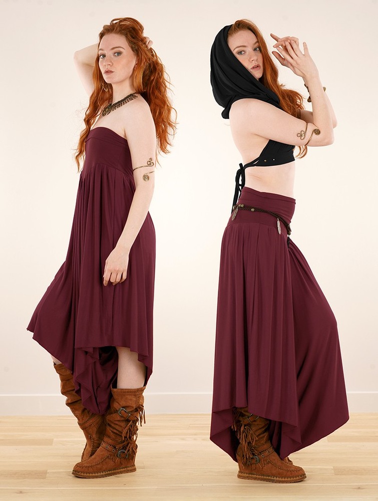 Toonzshop Shojo Skirted Harem Pant 2in1 Dress Ruha Női Wine | VTXBGJP-07