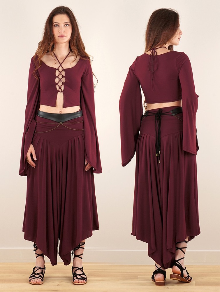 Toonzshop Shojo Skirted Harem Pant 2in1 Dress Ruha Női Wine | VTXBGJP-07