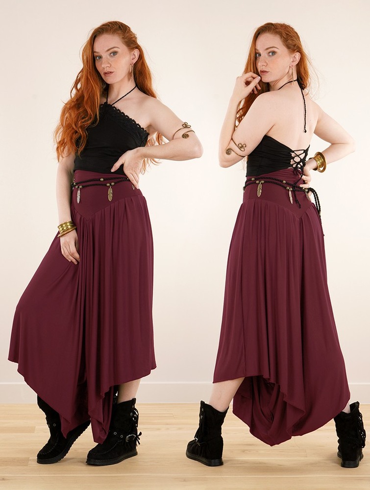 Toonzshop Shojo Skirted Harem Pant 2in1 Dress Ruha Női Wine | VTXBGJP-07