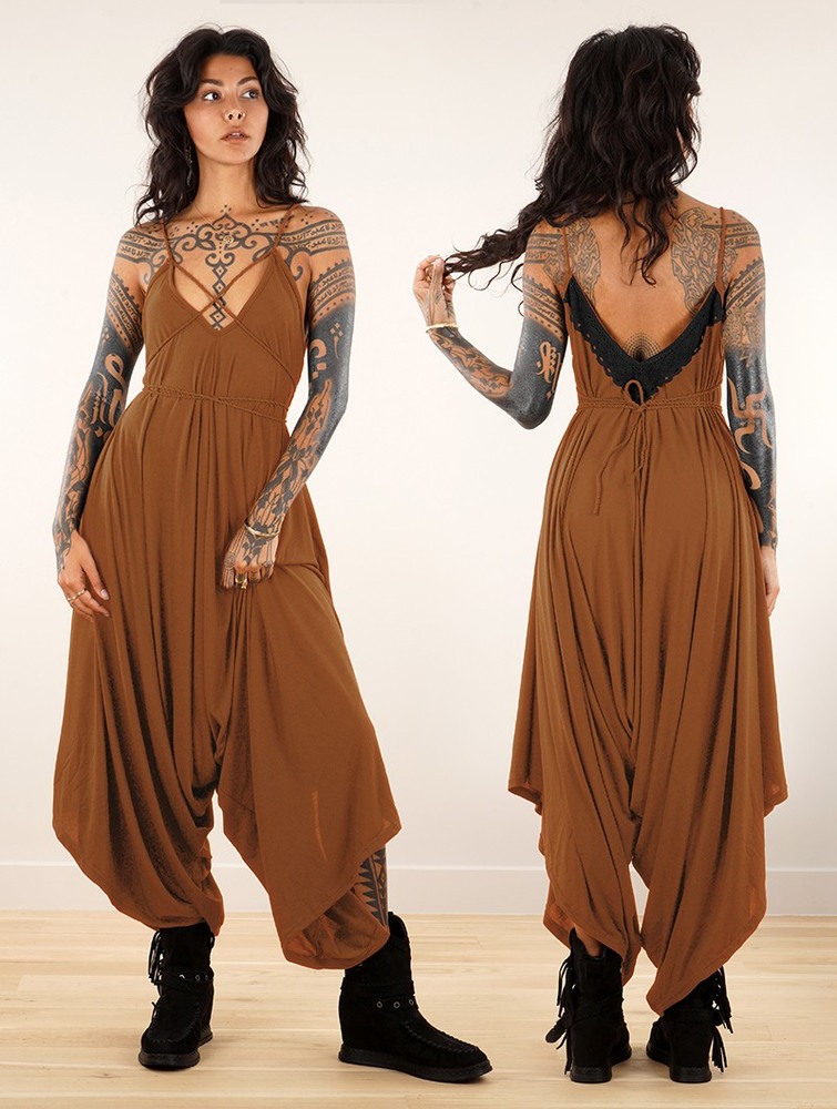 Toonzshop Topäaz Loose And Reversible Strappy Jumpsuit Jumpsuit Női Caramel | PUSXNED-93