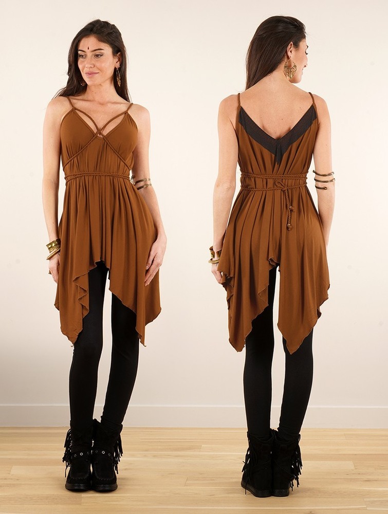 Toonzshop Topäaz Loose And Reversible Strappy Tunic Felsők Női Caramel | RXLMZEO-74