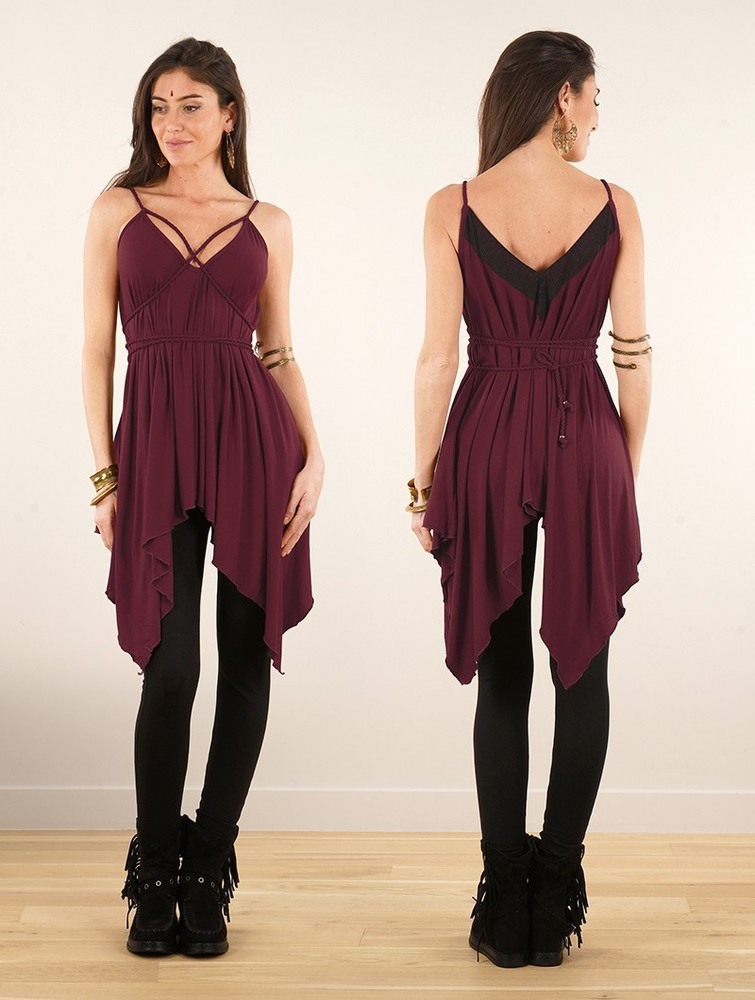 Toonzshop Topäaz Loose And Reversible Strappy Tunic Felsők Női Wine | EPRIVNW-51