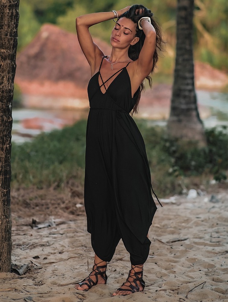 Toonzshop Topäaz Loose And Reversible Strappy Jumpsuit Jumpsuit Női Fekete | XCPJNWG-29