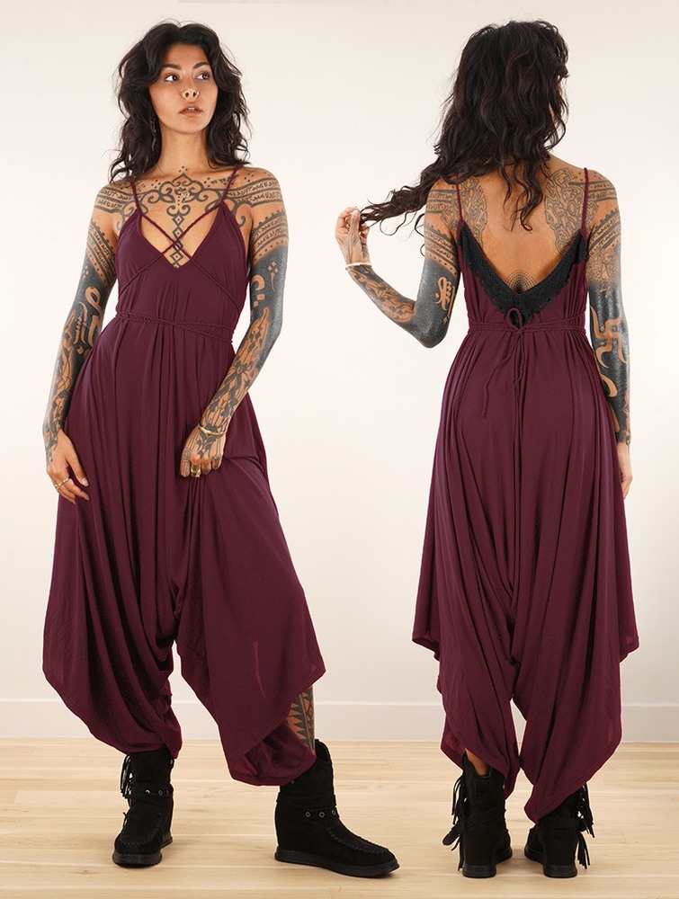 Toonzshop Topäaz Loose And Reversible Strappy Jumpsuit Jumpsuit Női Wine | GAOEKMI-28