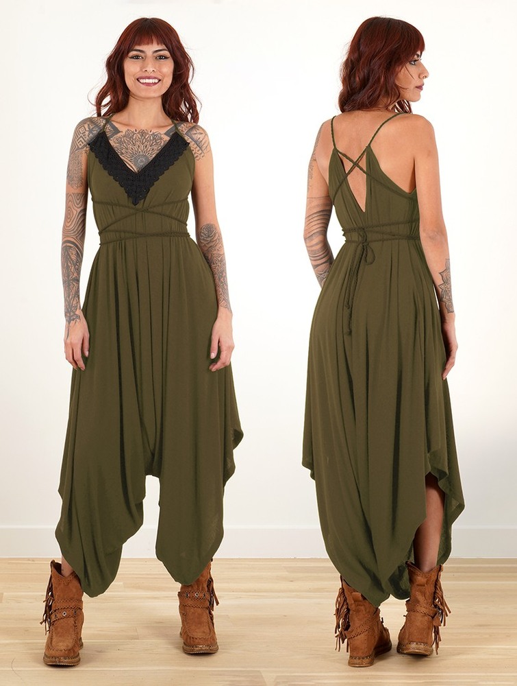 Toonzshop Topäaz Loose And Reversible Strappy Jumpsuit Jumpsuit Női Khaki | BVZFSAQ-25