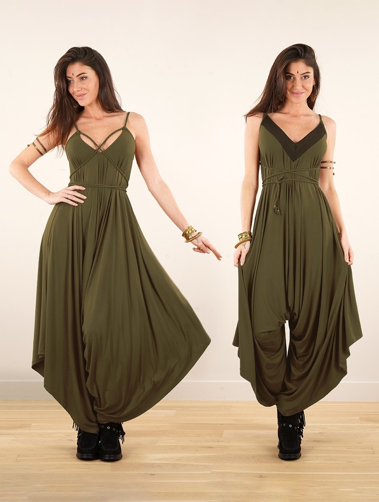 Toonzshop Topäaz Loose And Reversible Strappy Jumpsuit Jumpsuit Női Khaki | BVZFSAQ-25