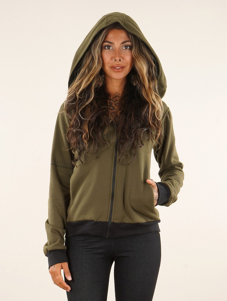 Toonzshop Vidar Zohraa Zipped Hoodie Kapucnis Pulóver Női Khaki | GPKREOW-02