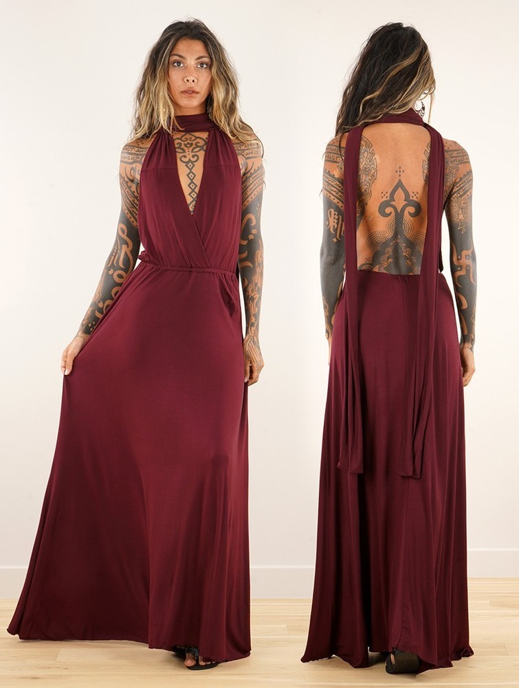 Toonzshop Wakiza Long Infinity Dress Ruha Női Wine | TUIMVOZ-56