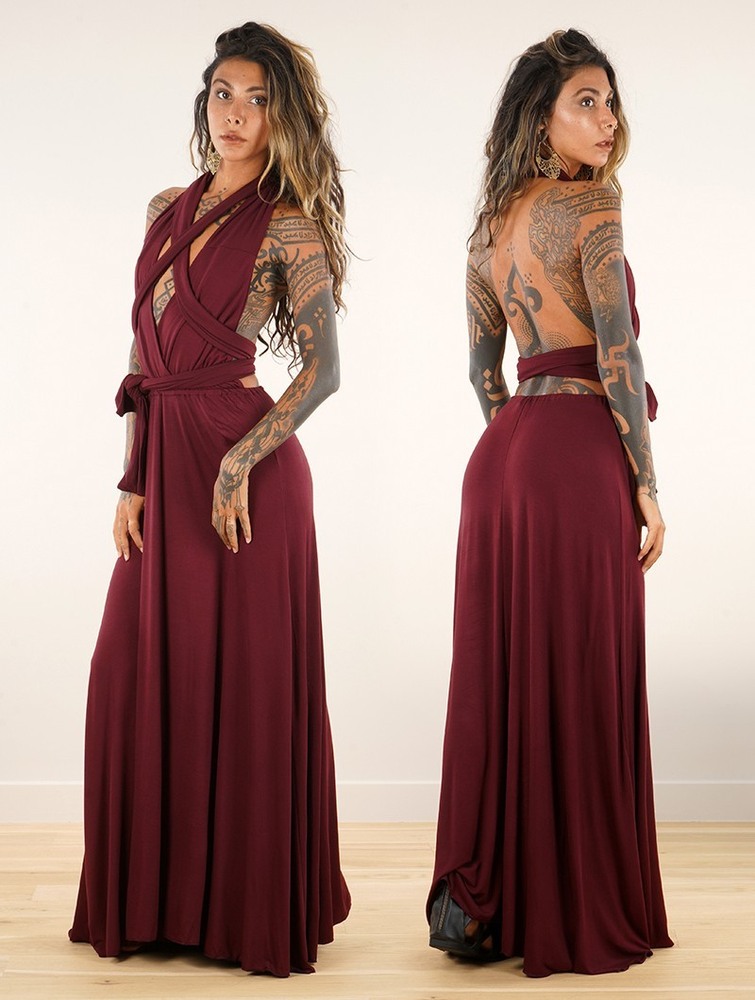 Toonzshop Wakiza Long Infinity Dress Ruha Női Wine | TUIMVOZ-56