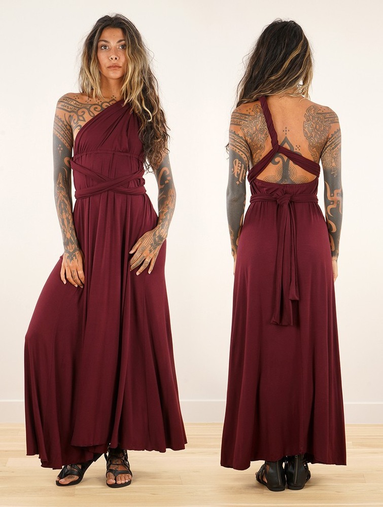 Toonzshop Wakiza Long Infinity Dress Ruha Női Wine | TUIMVOZ-56