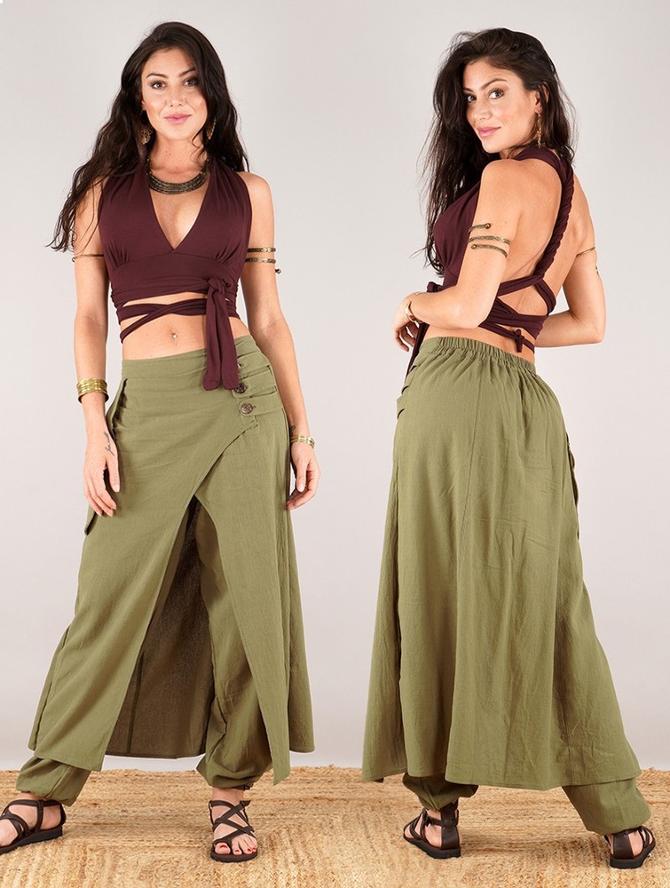 Toonzshop Wanda Harem Skirt Pants Szoknya Női Olivazöld Zöld | TMPIAFB-57