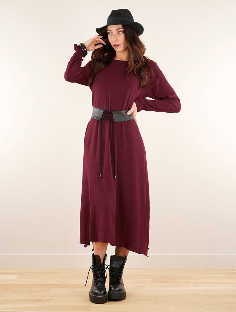 Toonzshop Wasilah Long Sweater Dress Ruha Női Wine | BURTNJW-96