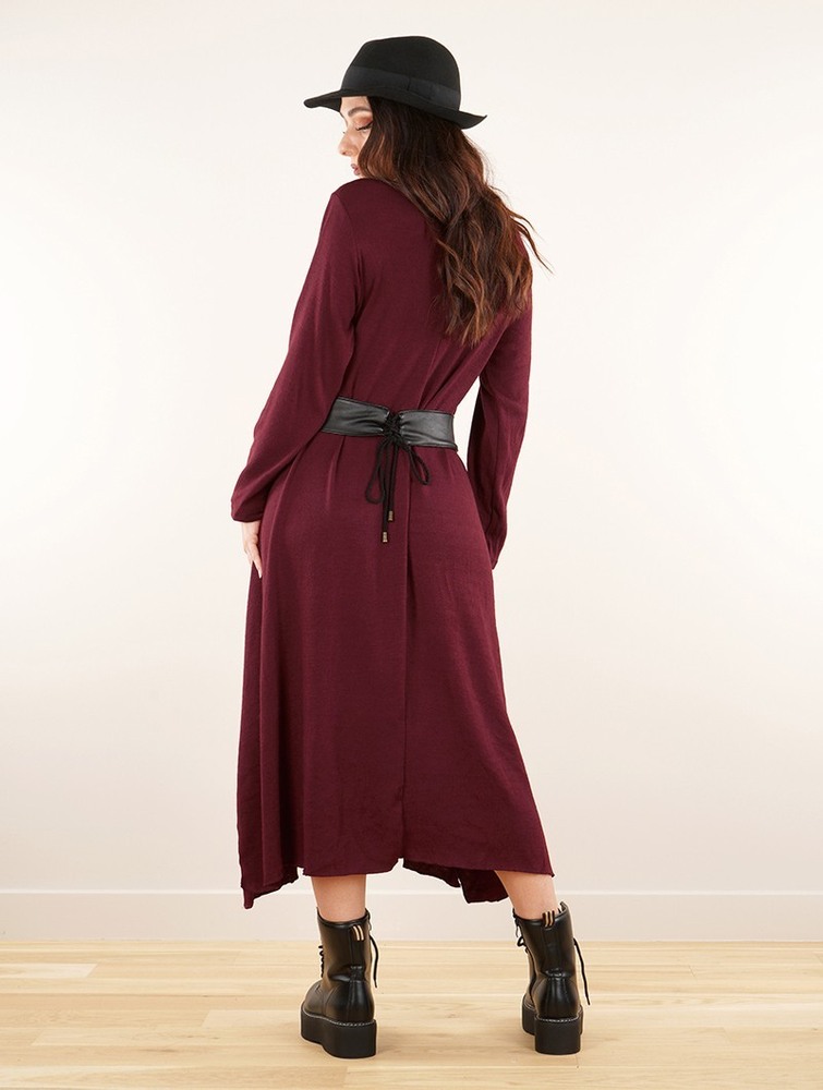 Toonzshop Wasilah Long Sweater Dress Ruha Női Wine | BURTNJW-96