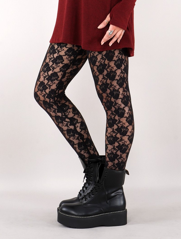 Toonzshop Yaö-kö Lace Long Leggings Leggings Női Fekete | FUYEOLT-25