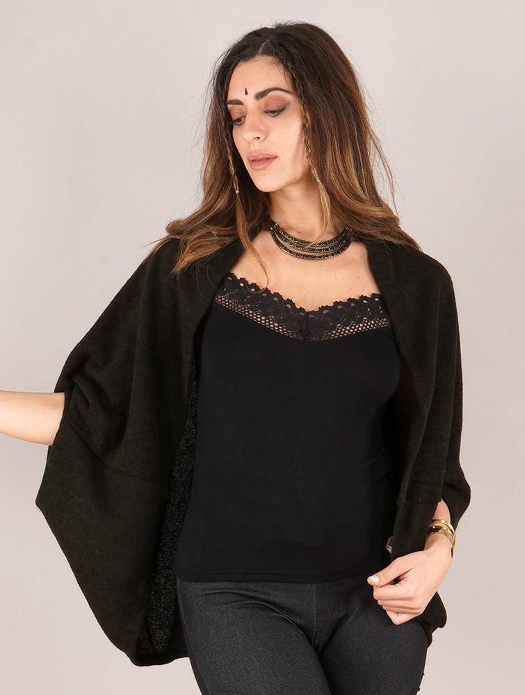 Toonzshop Yesenia Bat Sleeve Cardigan Kardigán Női Fekete | GCLOJDK-82