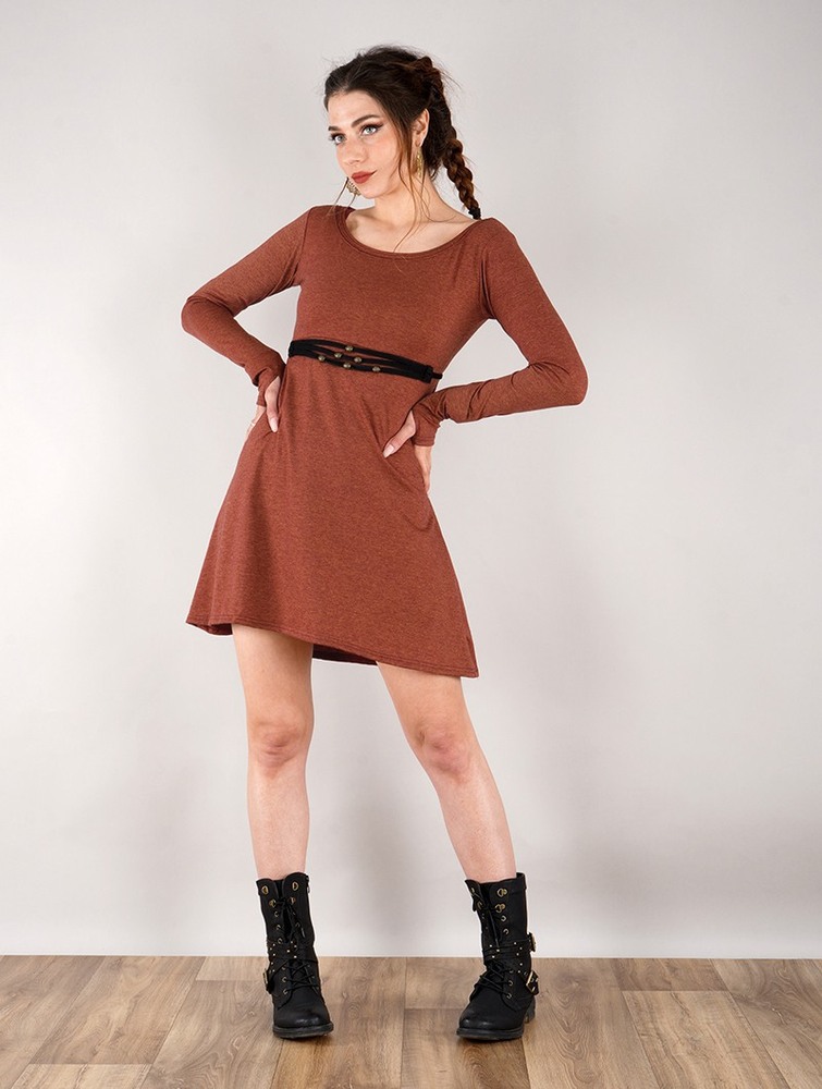 Toonzshop Ysïaa Long Sleeve Dress Ruha Női Mottled sienna | IUJDWFO-76