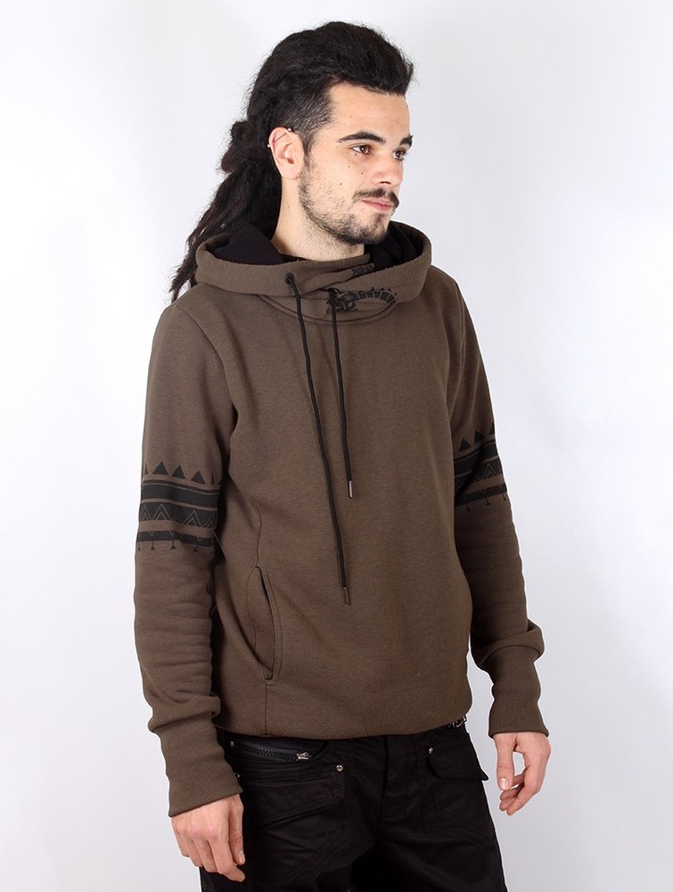 Toonzshop Zikit Hoodie Kapucnis Pulóver Férfi Barna | QNLWMHA-10